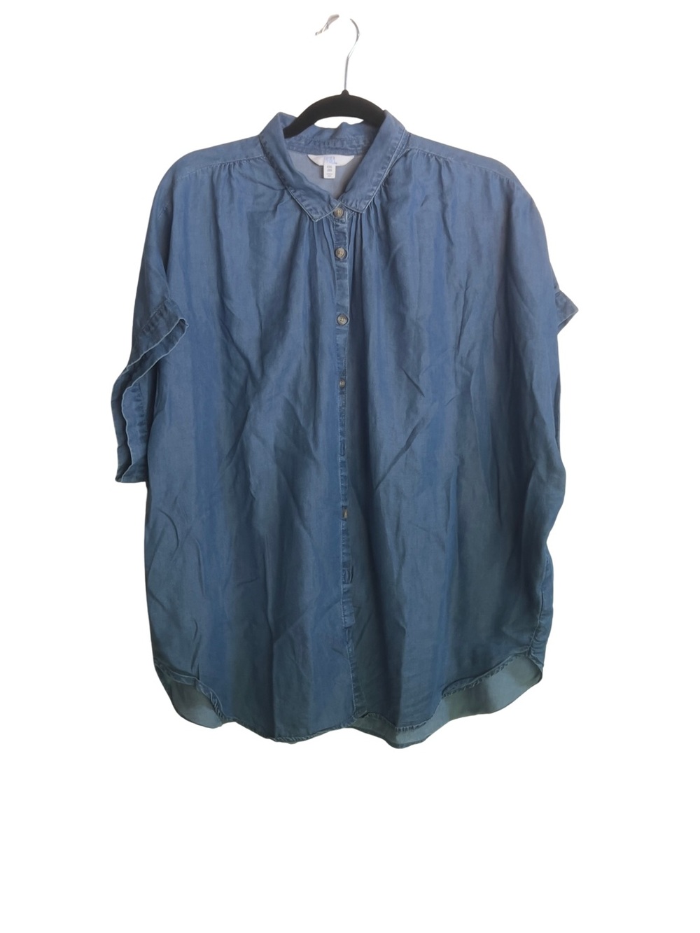Time and Tru XXL Chambray Denim Short Sleeve Button Front Top